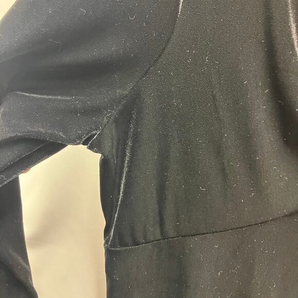 Land's End Womens 18 V-Neck Long Sleeve Black Velvet Shift Dress Classic - Picture 6 of 10